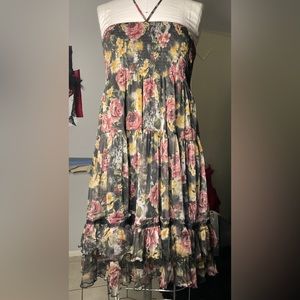 Midi Floral Halter/ Strapless Dress